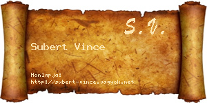 Subert Vince névjegykártya